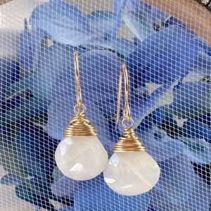 ARTISAN Moonstone Gold Wire Wrapped Briolette Earrings